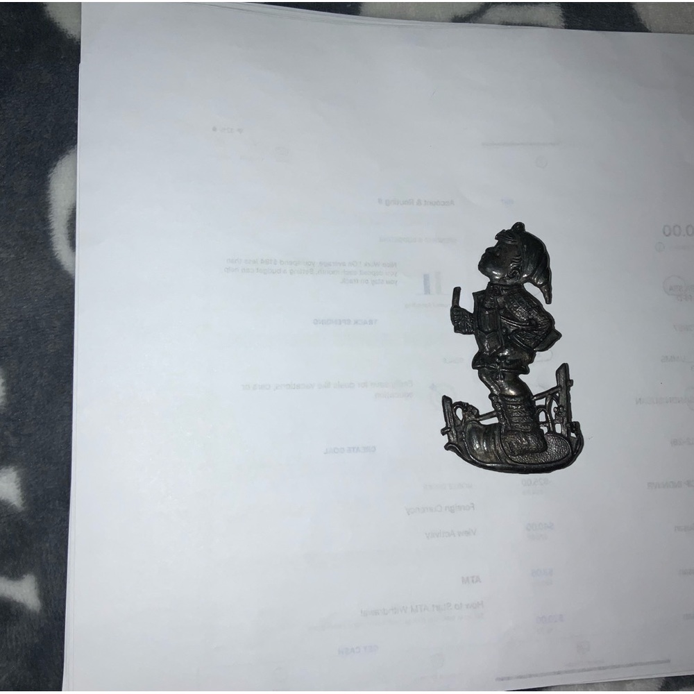 Metal goebal like pendant. 1 3/4 by 3 1/4 inches.